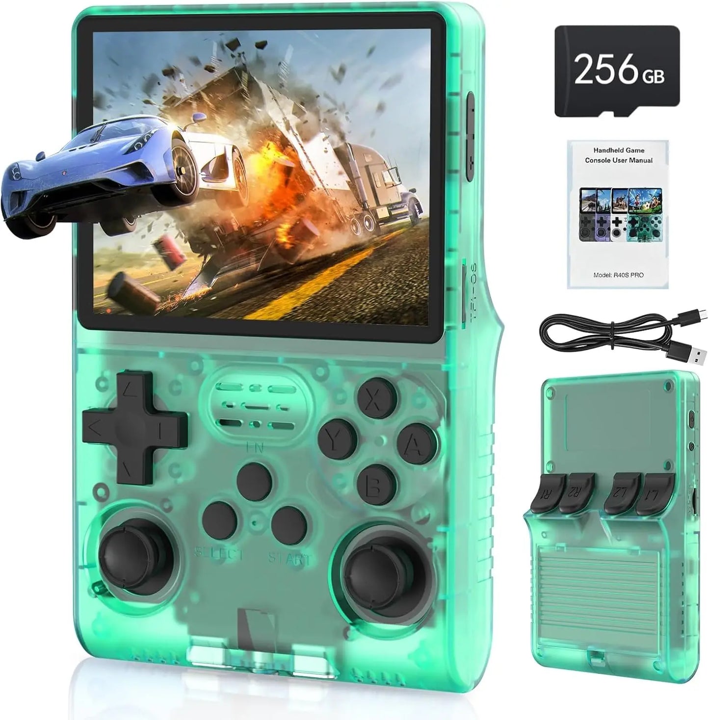 R40S Pro Game Console Retro Handheld Game Linux System 3.5 Inch IPS Screen Mini Potable Pocket Video Game Consola 256G Game Kid
