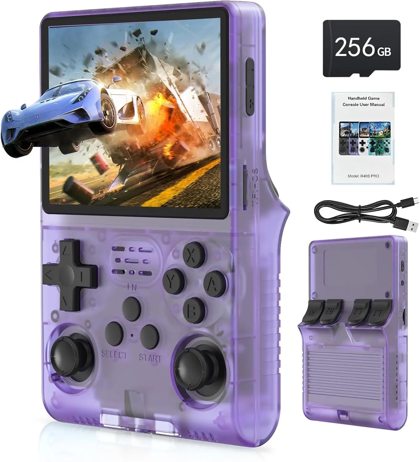 R40S Pro Game Console Retro Handheld Game Linux System 3.5 Inch IPS Screen Mini Potable Pocket Video Game Consola 256G Game Kid