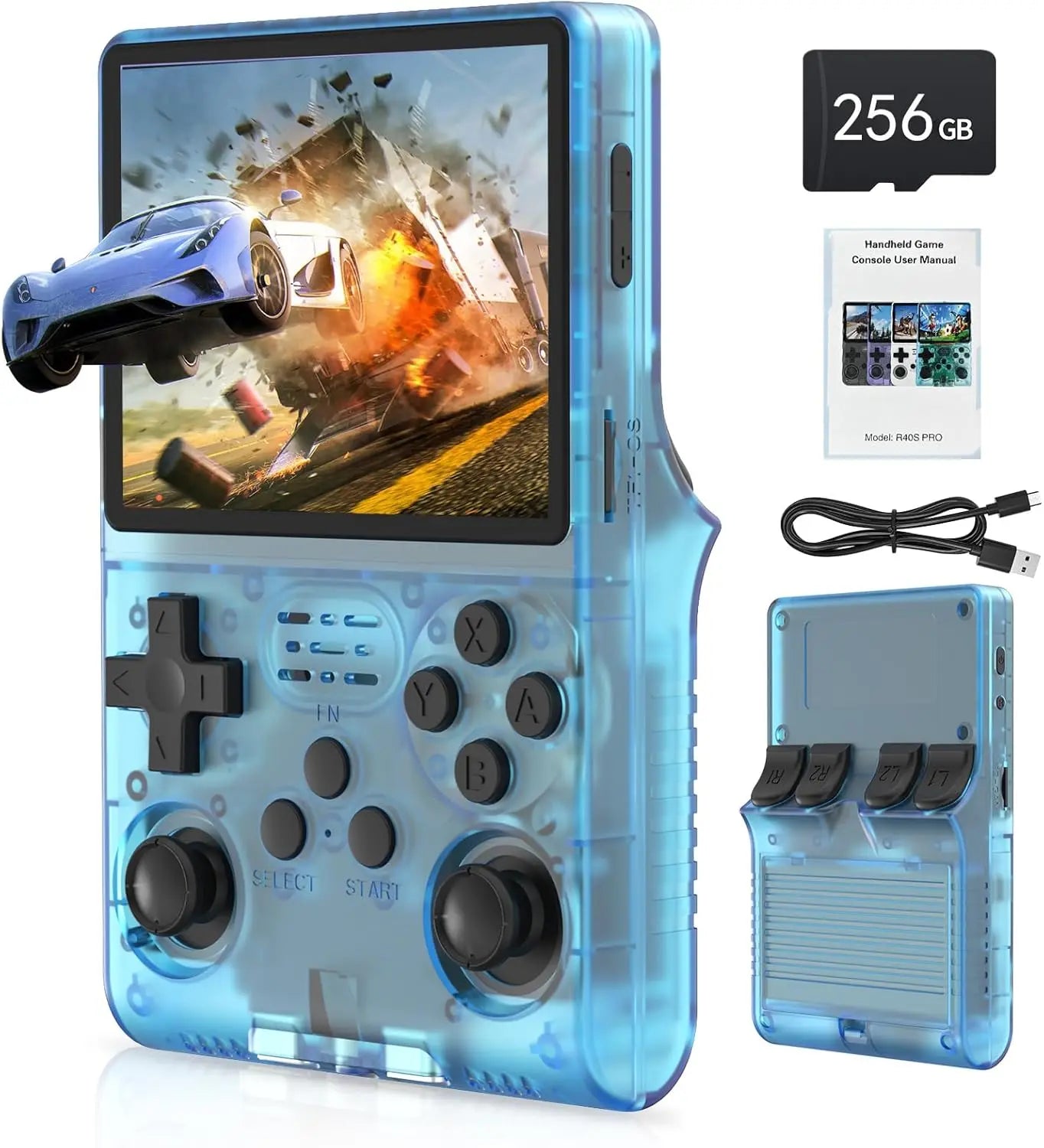 R40S Pro Game Console Retro Handheld Game Linux System 3.5 Inch IPS Screen Mini Potable Pocket Video Game Consola 256G Game Kid