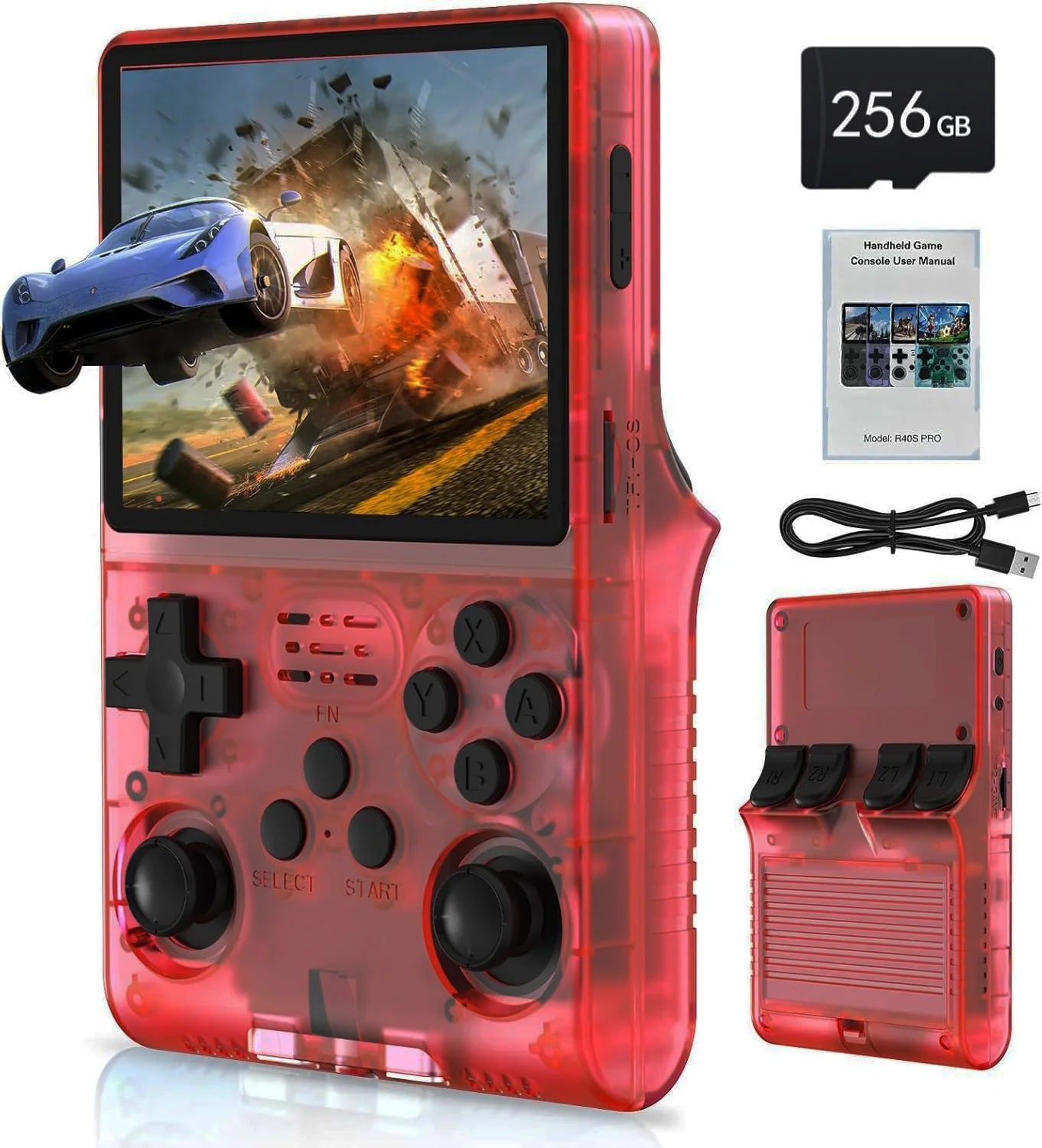 R40S Pro Game Console Retro Handheld Game Linux System 3.5 Inch IPS Screen Mini Potable Pocket Video Game Consola 256G Game Kid