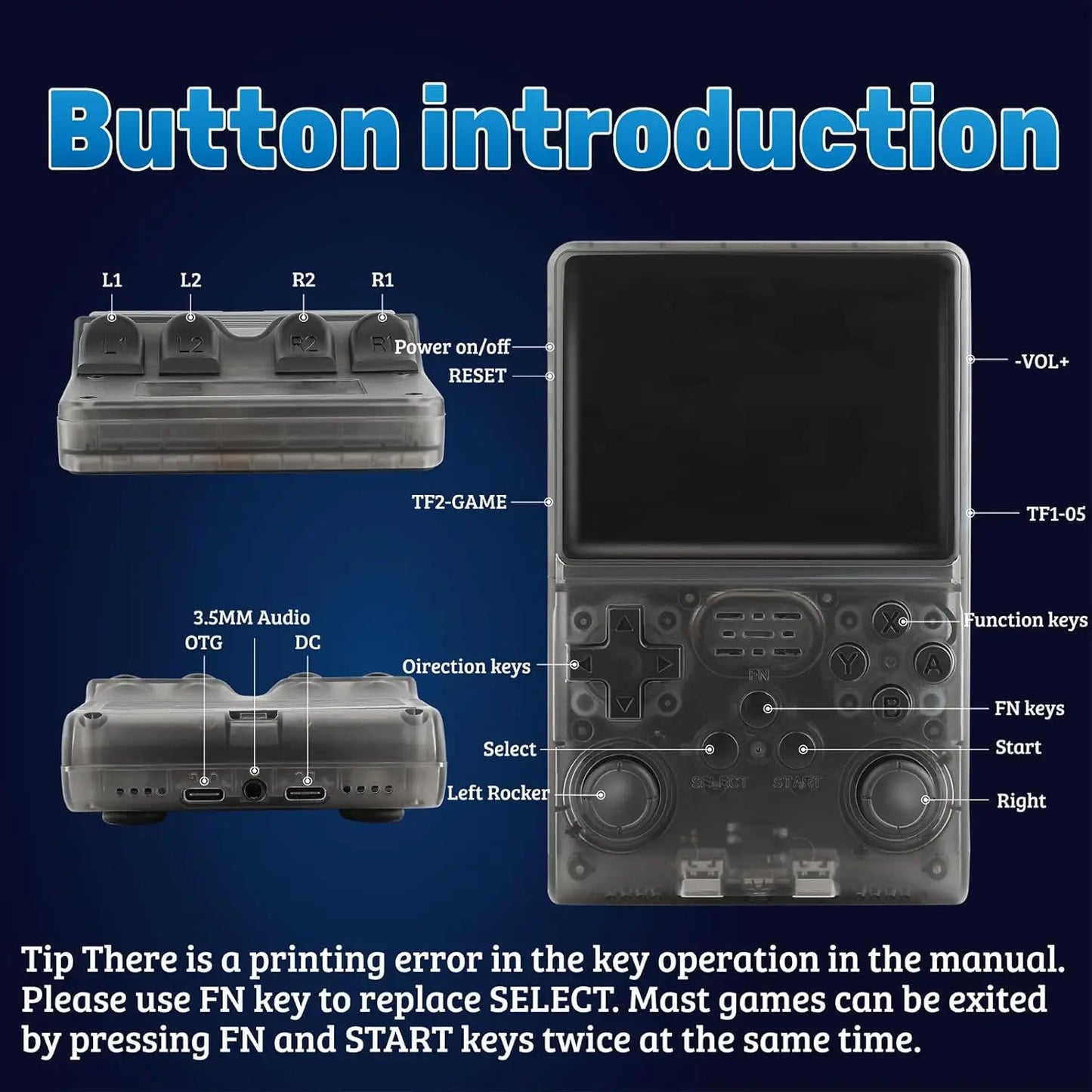 R40S Pro Game Console Retro Handheld Game Linux System 3.5 Inch IPS Screen Mini Potable Pocket Video Game Consola 256G Game Kid