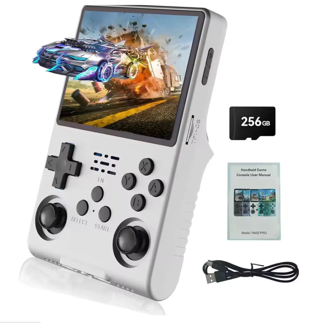 R40S Pro Game Console Retro Handheld Game Linux System 3.5 Inch IPS Screen Mini Potable Pocket Video Game Consola 256G Game Kid