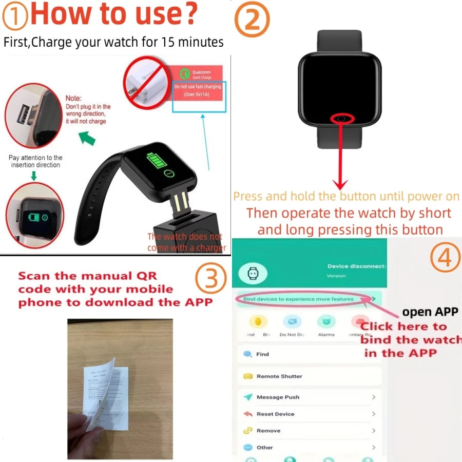 Smartwatch multifuncțional cu Bluetooth – Fitness & Muzică